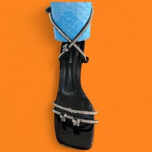 Streetwear Society Black Sandals with Rhinestone Accents Butterflt